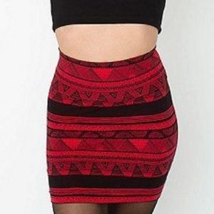 American Apparel rare mini red tribal print skirt!